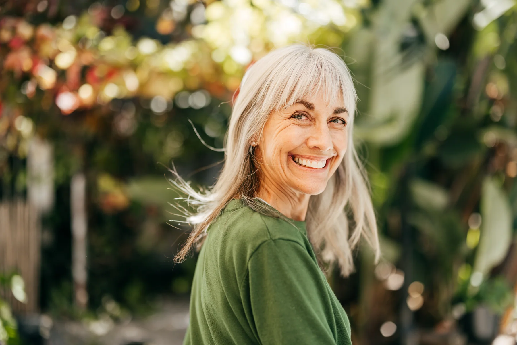 Smiling woman outdoors